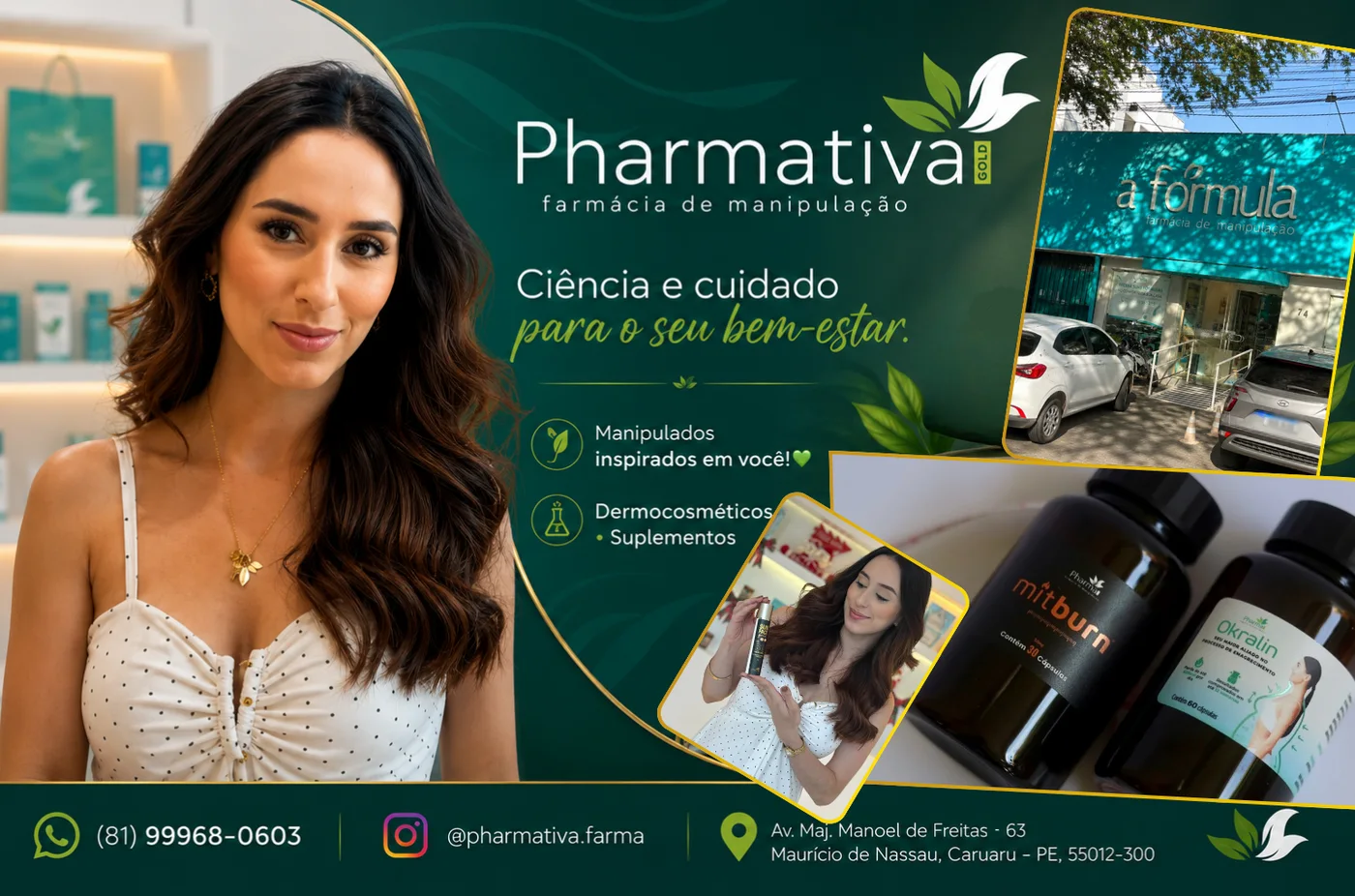 Pharmativa Gold, farmácia de manipulação em Caruaru: manipulados, dermocosméticos e suplementos, WhatsApp (81) 99968-0603